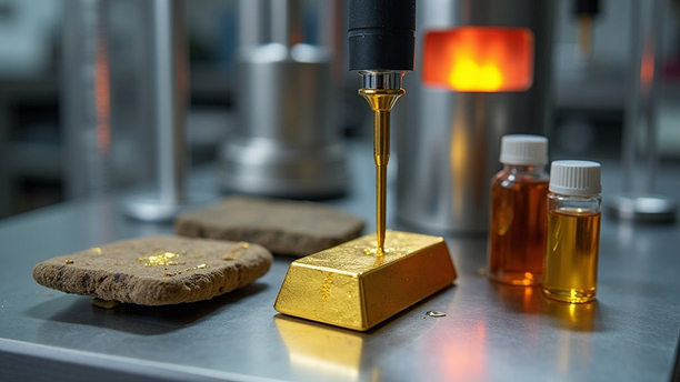 Precision laboratory balance measuring pure gold weight